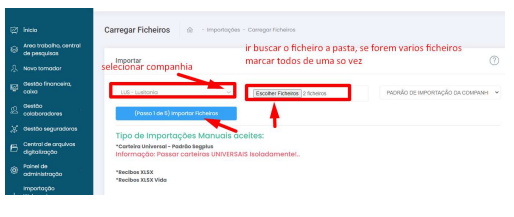 carrega ficheiros