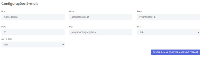Configs de email
