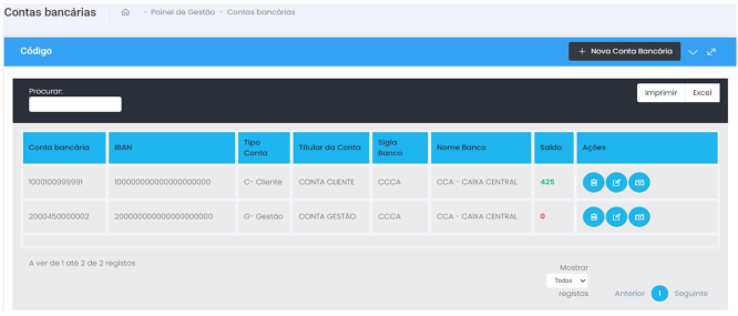contas bancarias