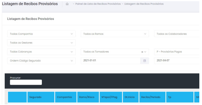 Recibos provisórios